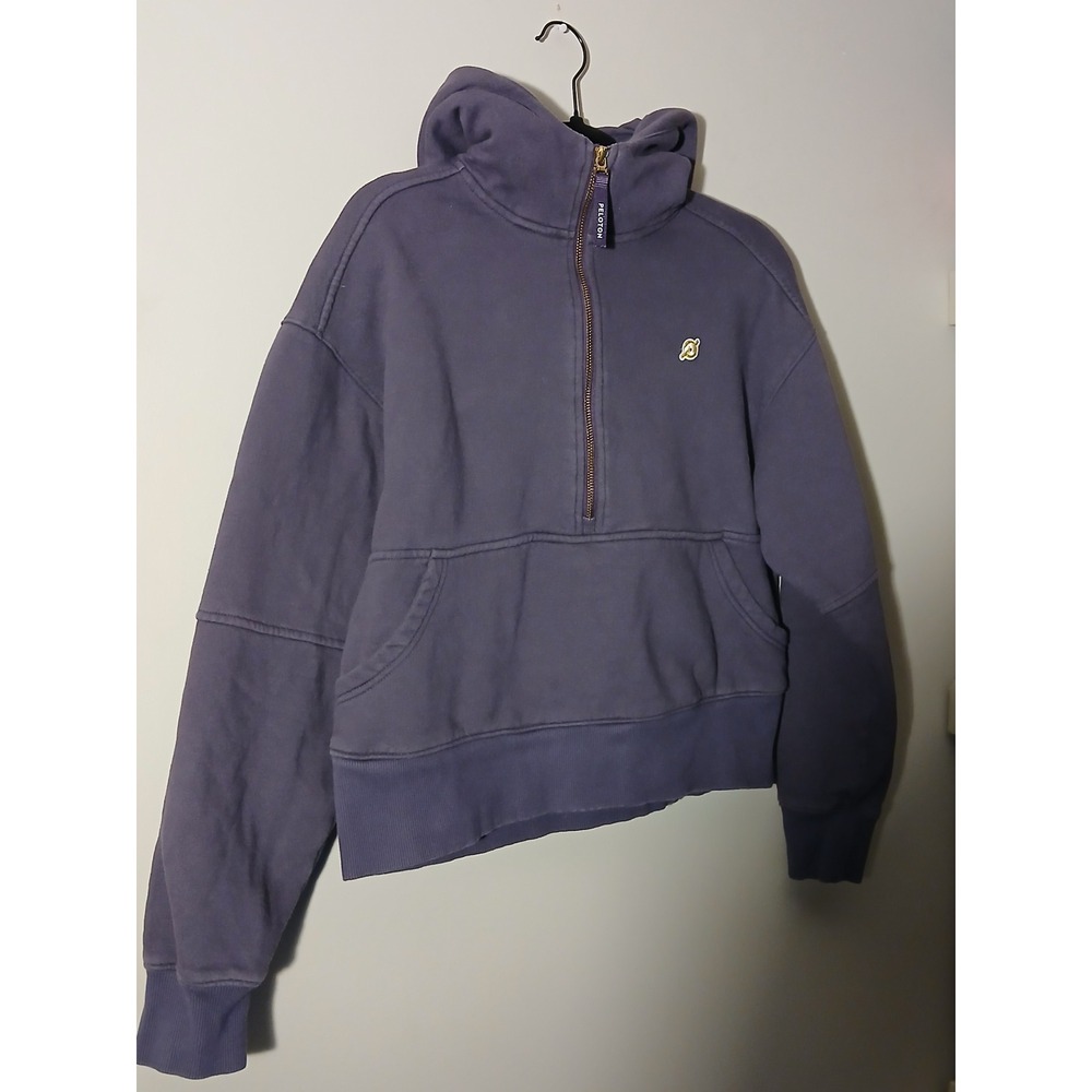 Peloton Purple Quarter Zip Pullover Hoodie‎ Sweatshirt Womens Small Cropped